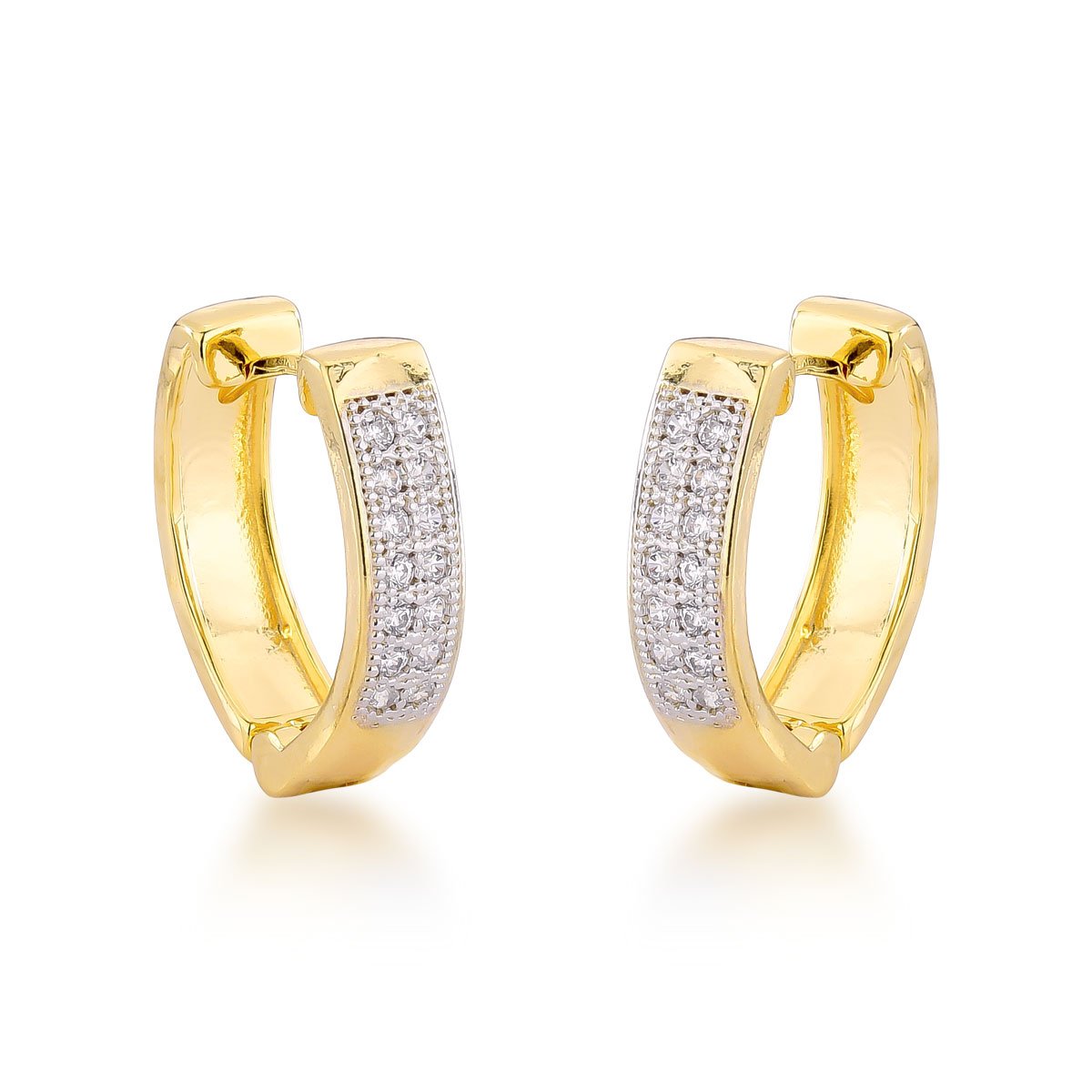 Argola Micros Zircônias Banhado a Ouro 18k