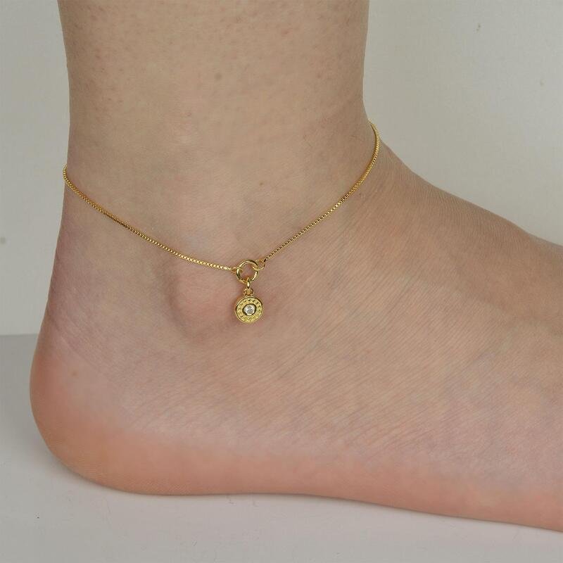 Tornozeleira Olho Grego Banhado a Ouro 18k