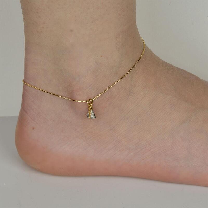 Tornozeleira Aparecida Banhado a Ouro 18k