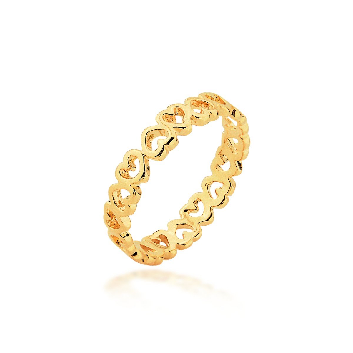 Anel Coração Banhado a Ouro 18k