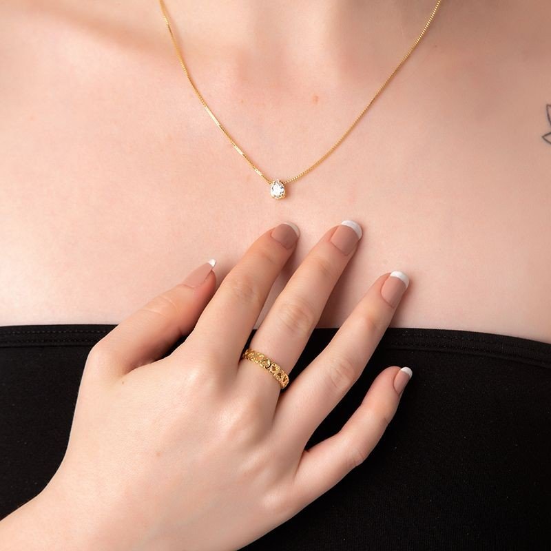 Anel Coração Banhado a Ouro 18k