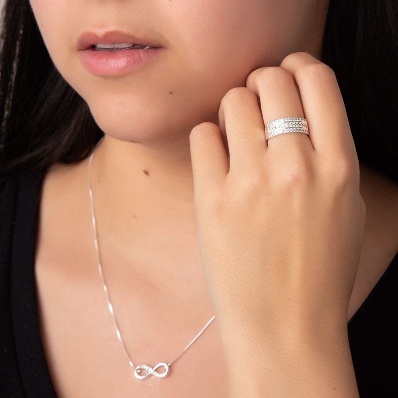 Anel Carreiras Micro Zircônia Prata 925