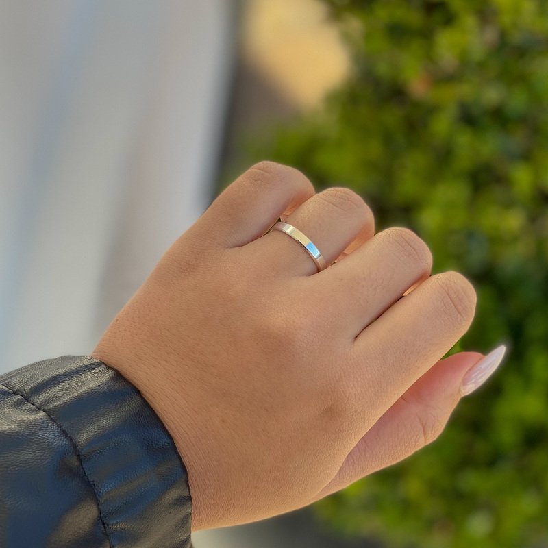 Aliança Quadrada 3mm Prata 925