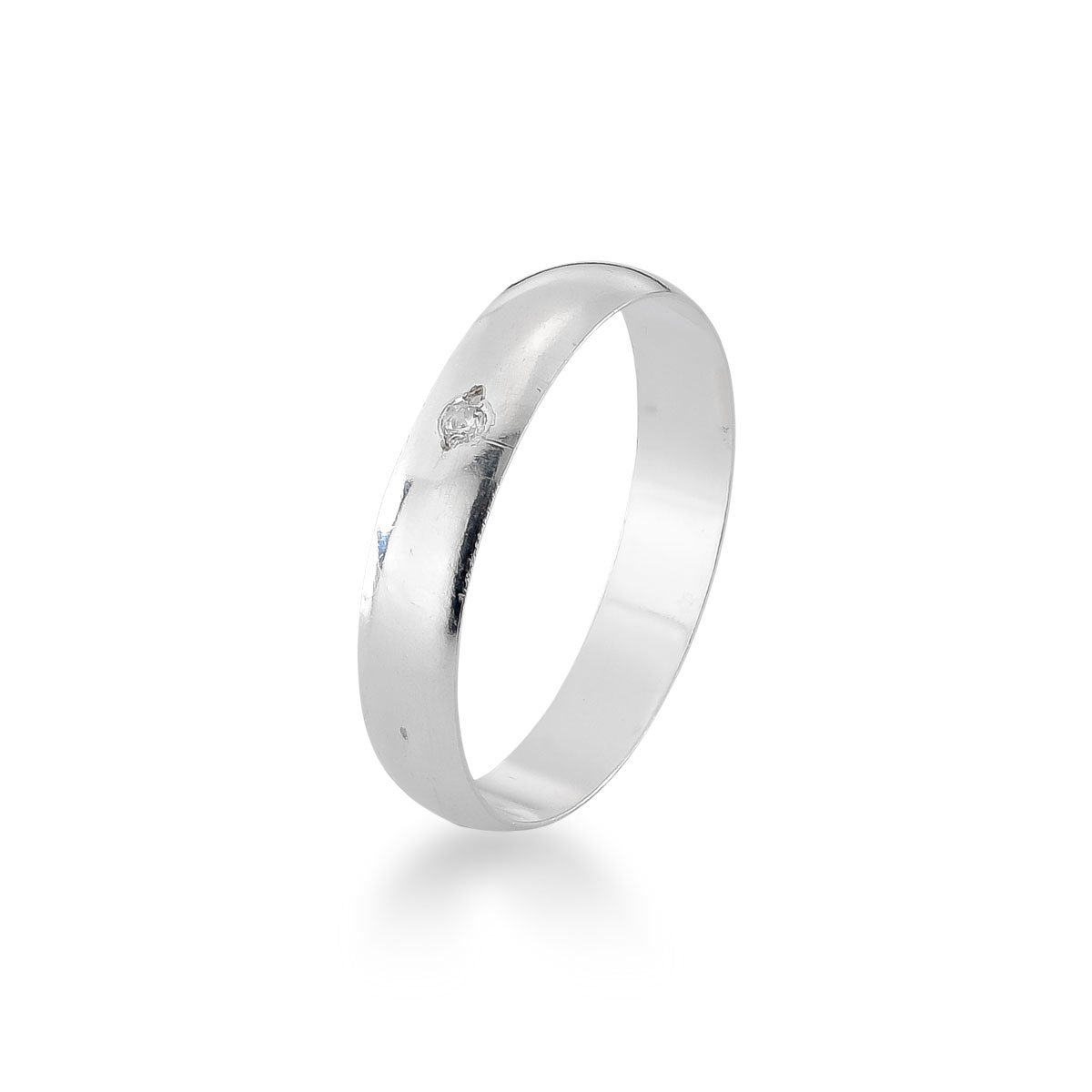 Aliança Meia Cana 4mm Zircônia Prata 925