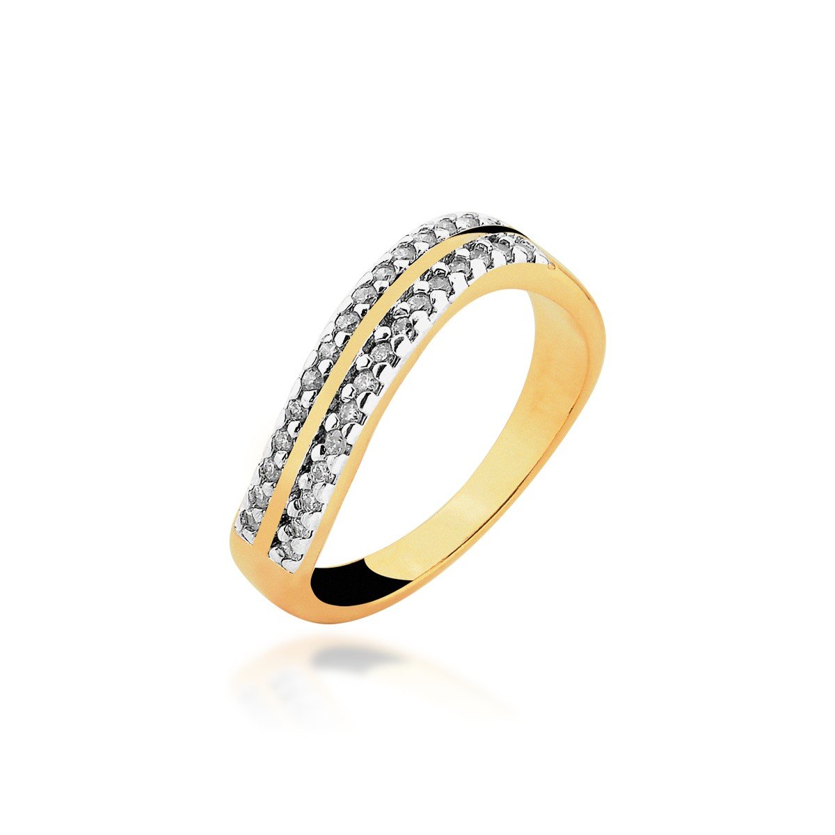 Anel Ondulado Micro Zircônias Banhado a Ouro 18k