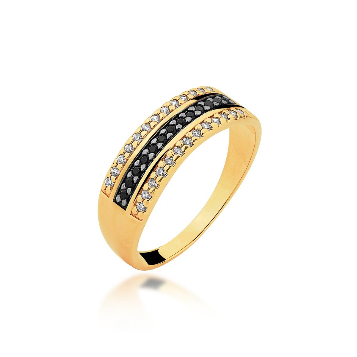 Anel 4 Carreiras Micro Zircônias Banhado a Ouro 18k