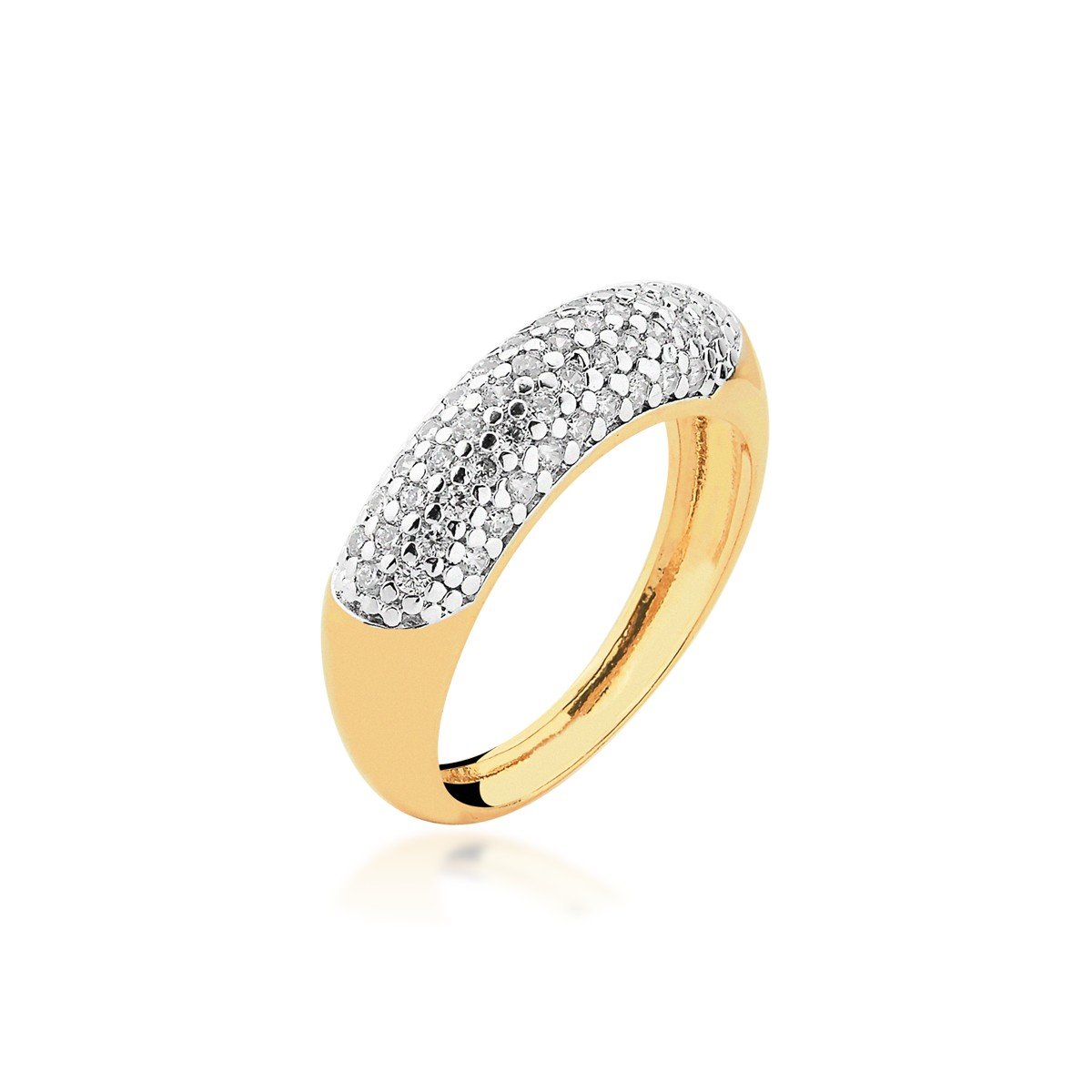 Anel Micro Zircônias Banhado a Ouro 18k