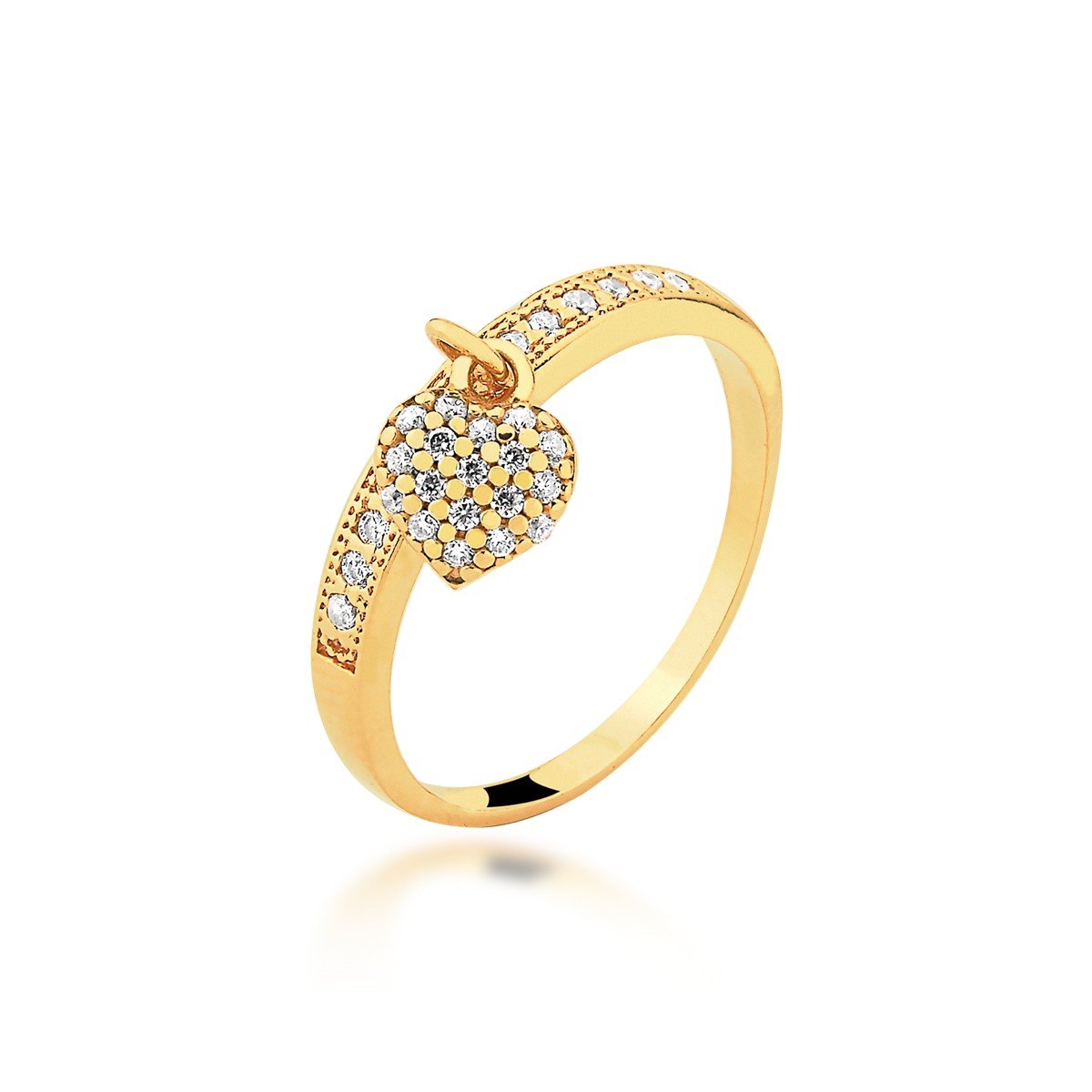 Anel Coração e Micro Zircônias Banhado a Ouro 18k