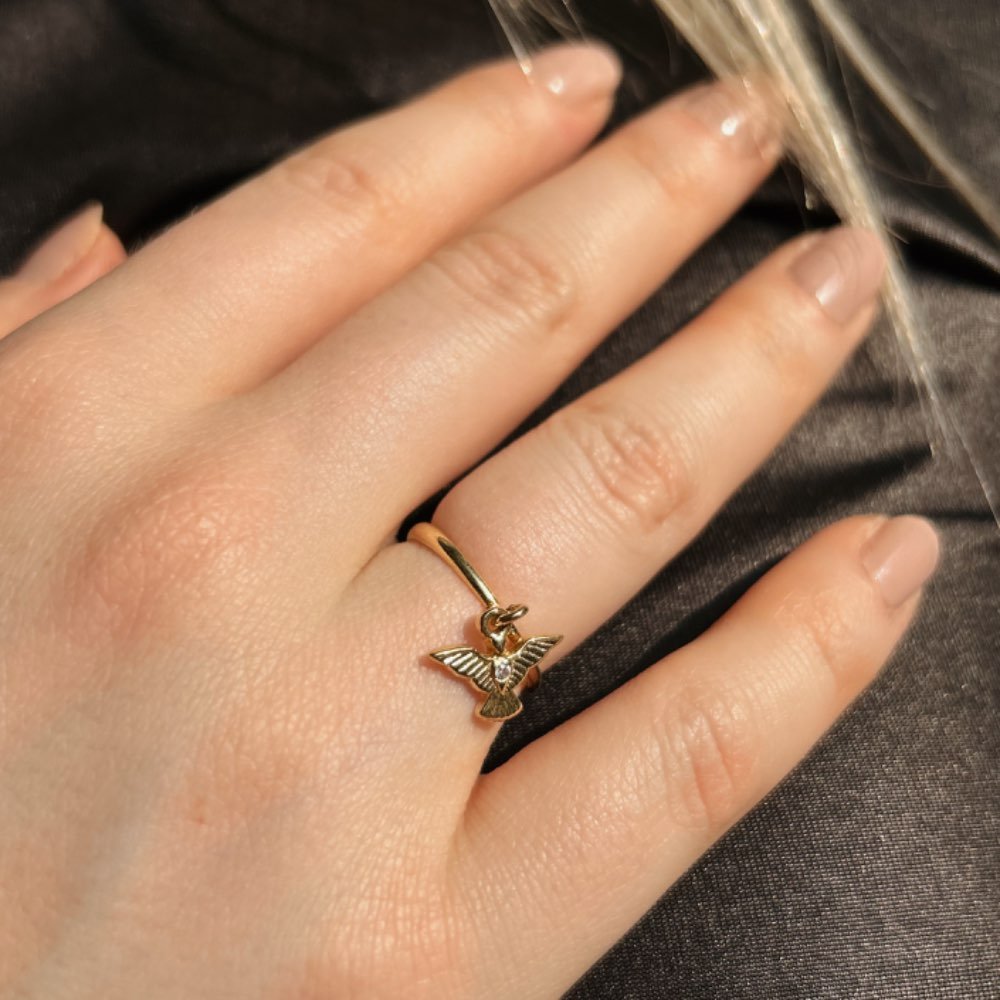 Anel Espírito Santo Banhado a Ouro 18k
