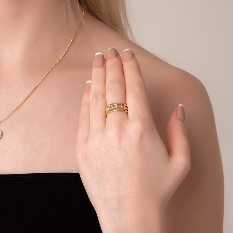 Anel 3 Elos Banhado a Ouro 18k