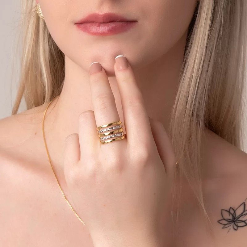 Anel 5 Elos Banhado a Ouro 18k