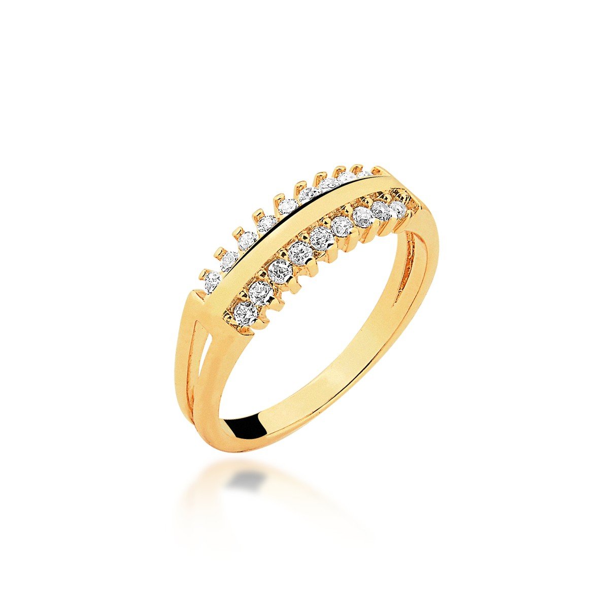 Anel 2 Carreiras de Micro Zircônias Banhado a Ouro 18k