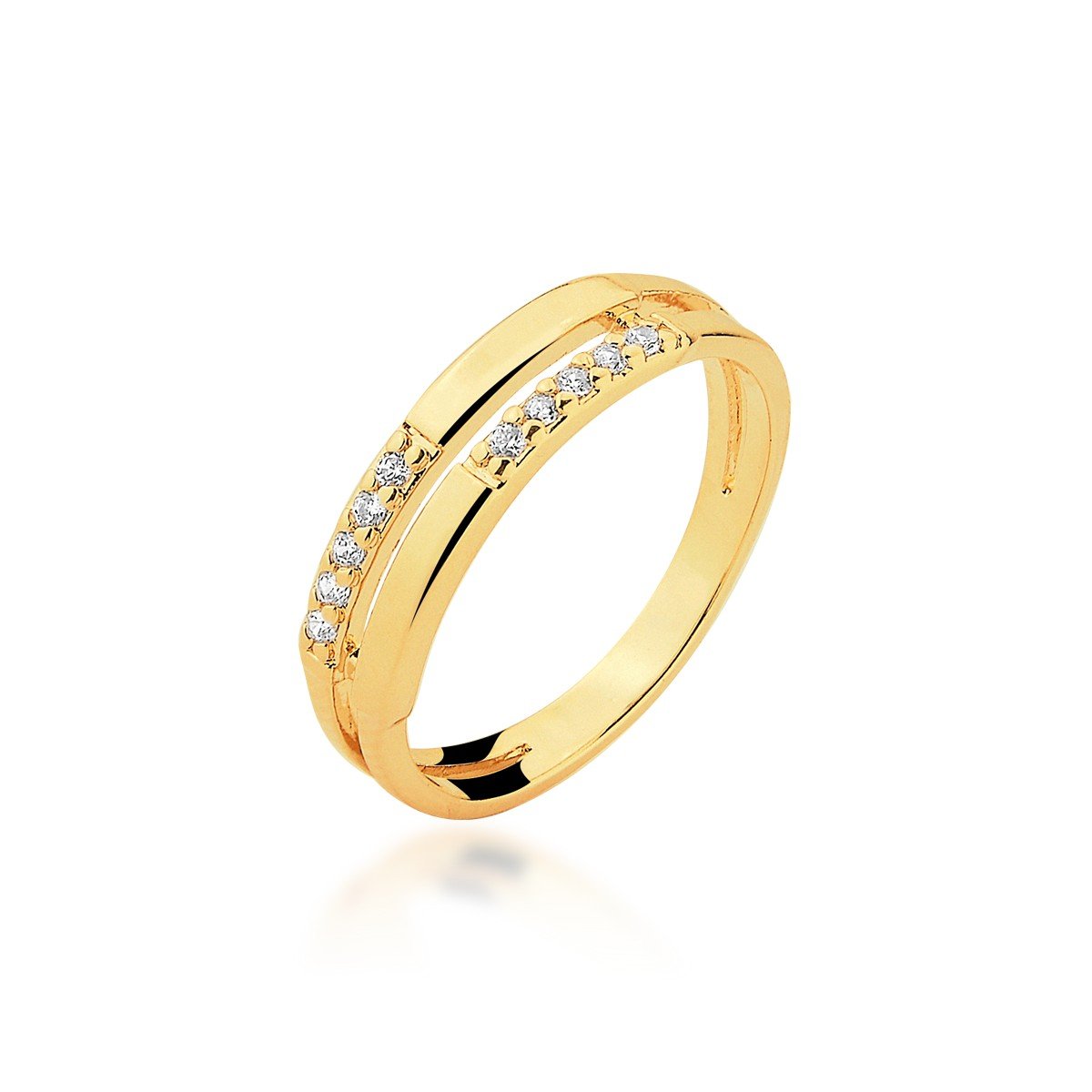 Anel Micro Zircônias Banhado a Ouro 18k