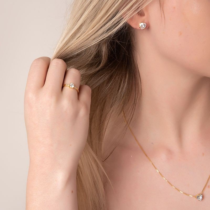 Anel Solitário Micro Zircônias Banhado a Ouro 18k