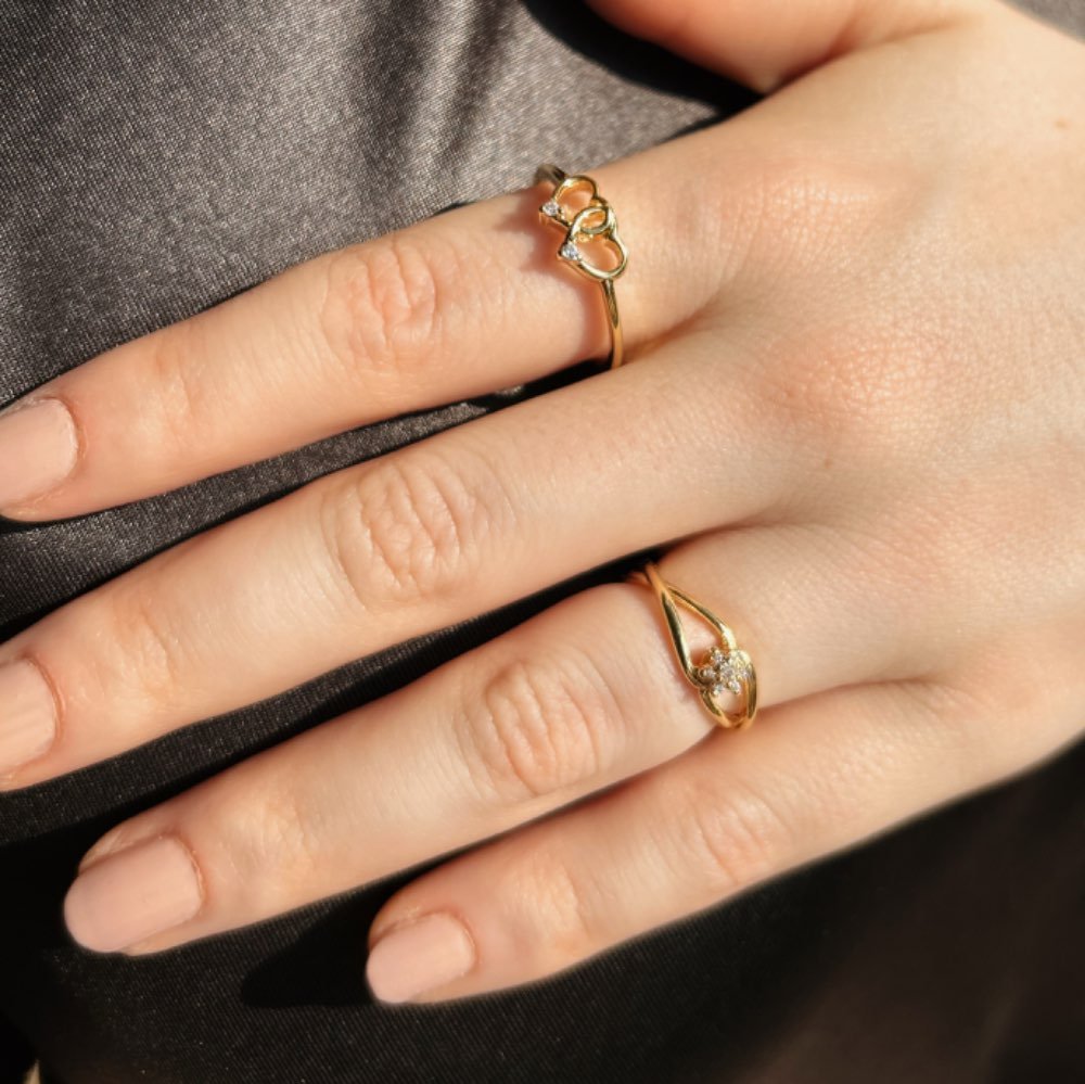 Anel Corações Banhado a Ouro 18k