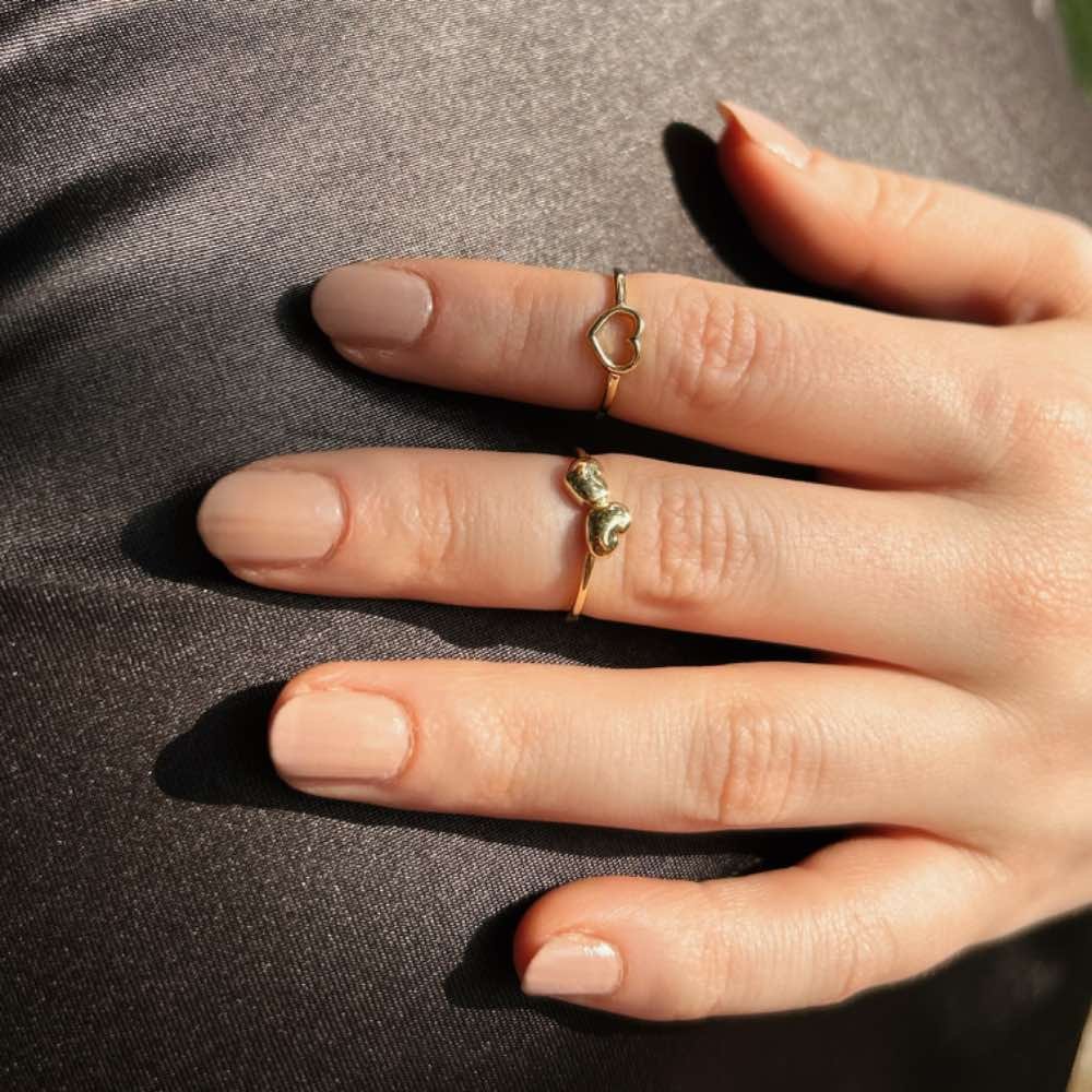 Anel Coração Banhado a Ouro 18k