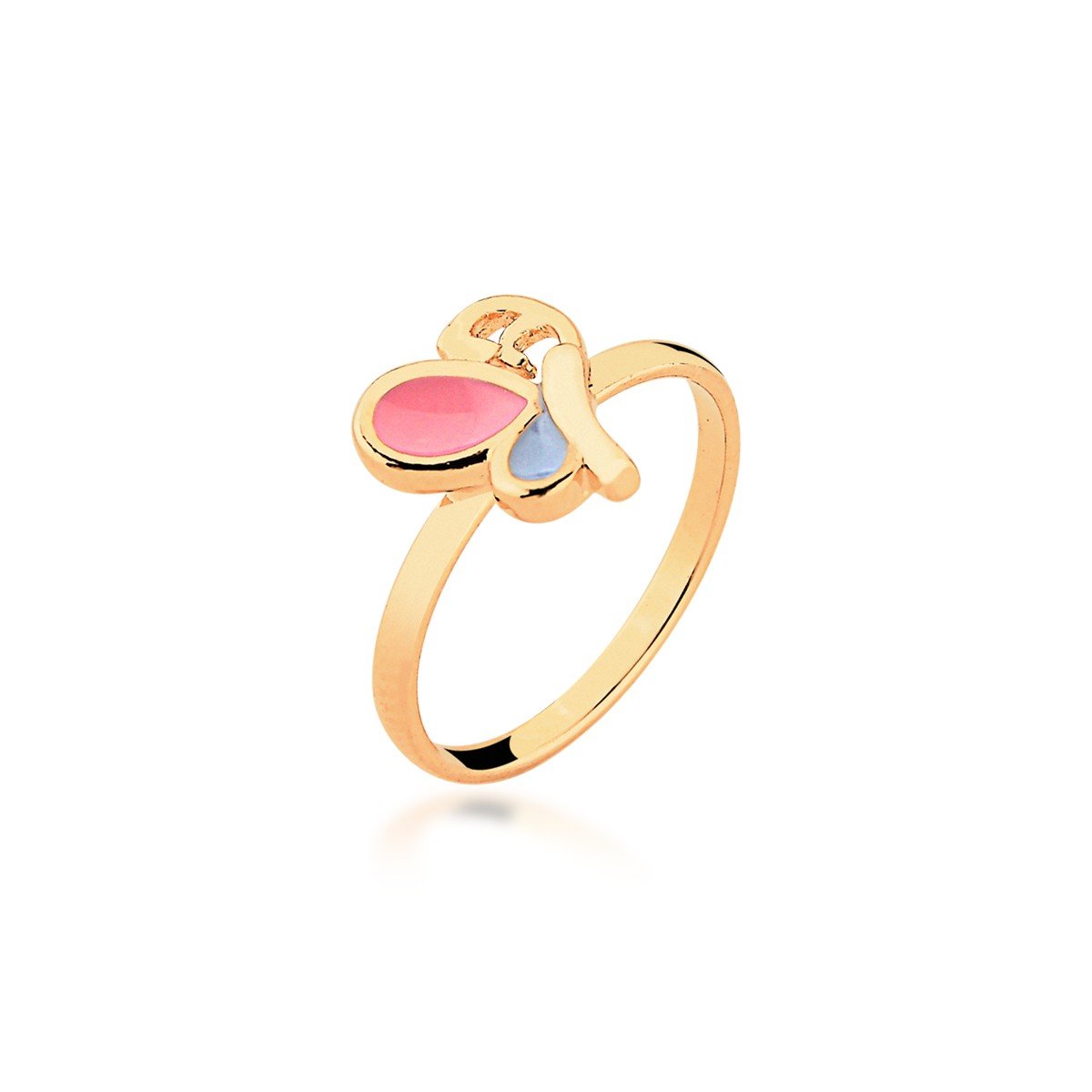 Anel Infantil Borboleta Banhado a Ouro 18k