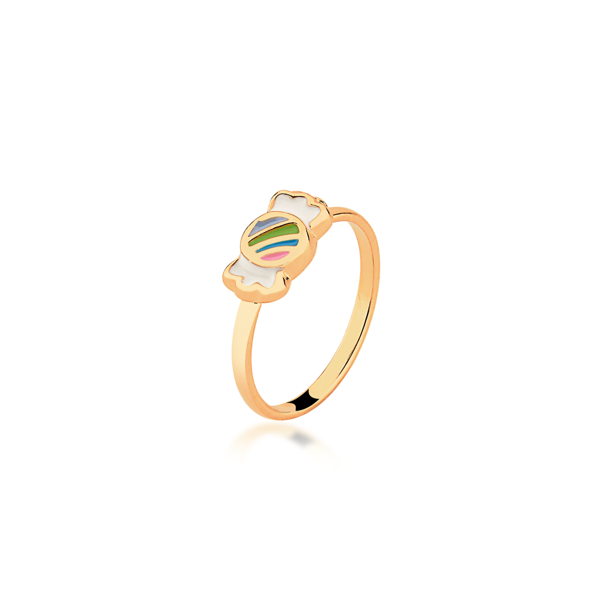 Anel Infantil Bala Banhado a Ouro 18k