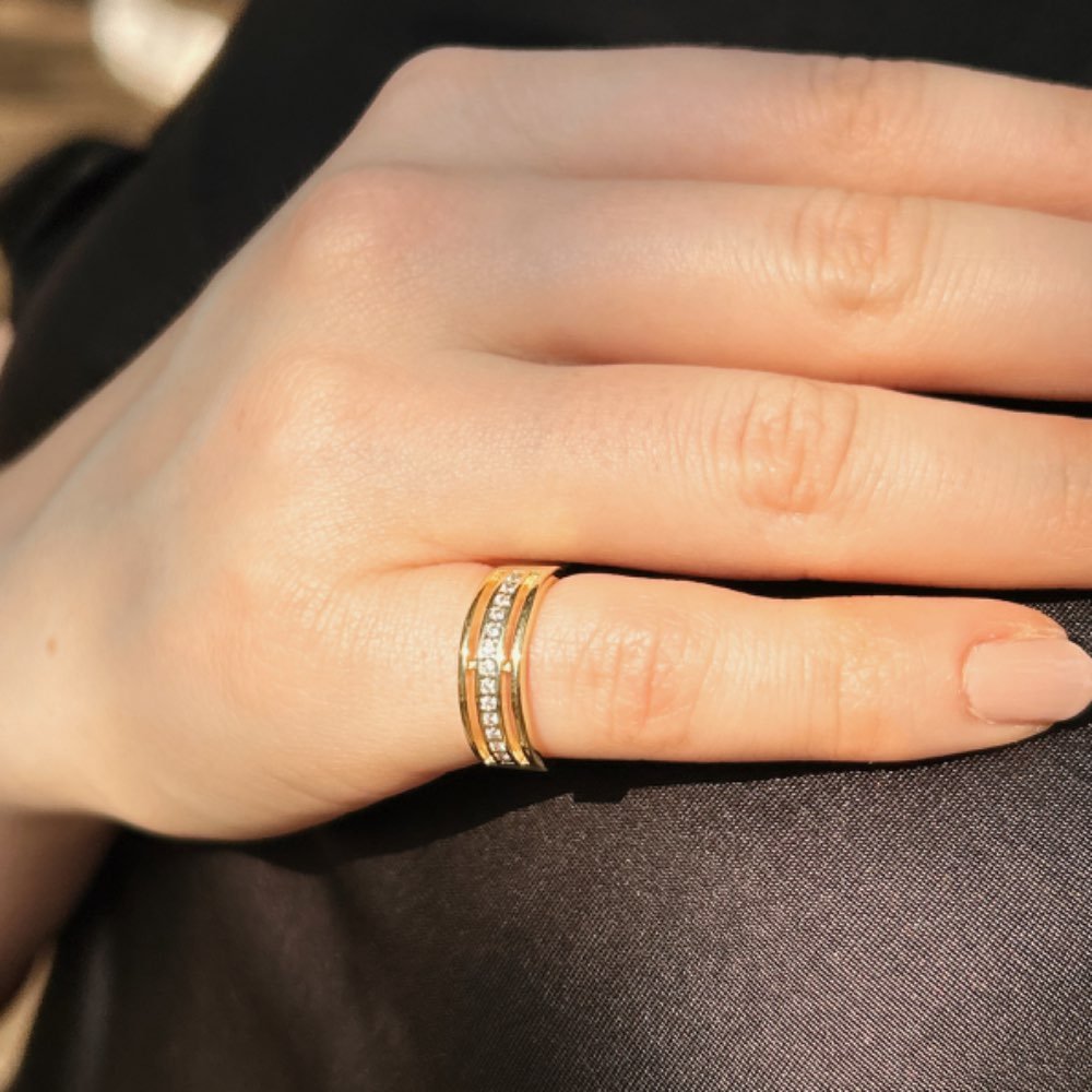 Anel 3 Elos Banhado a Ouro 18k