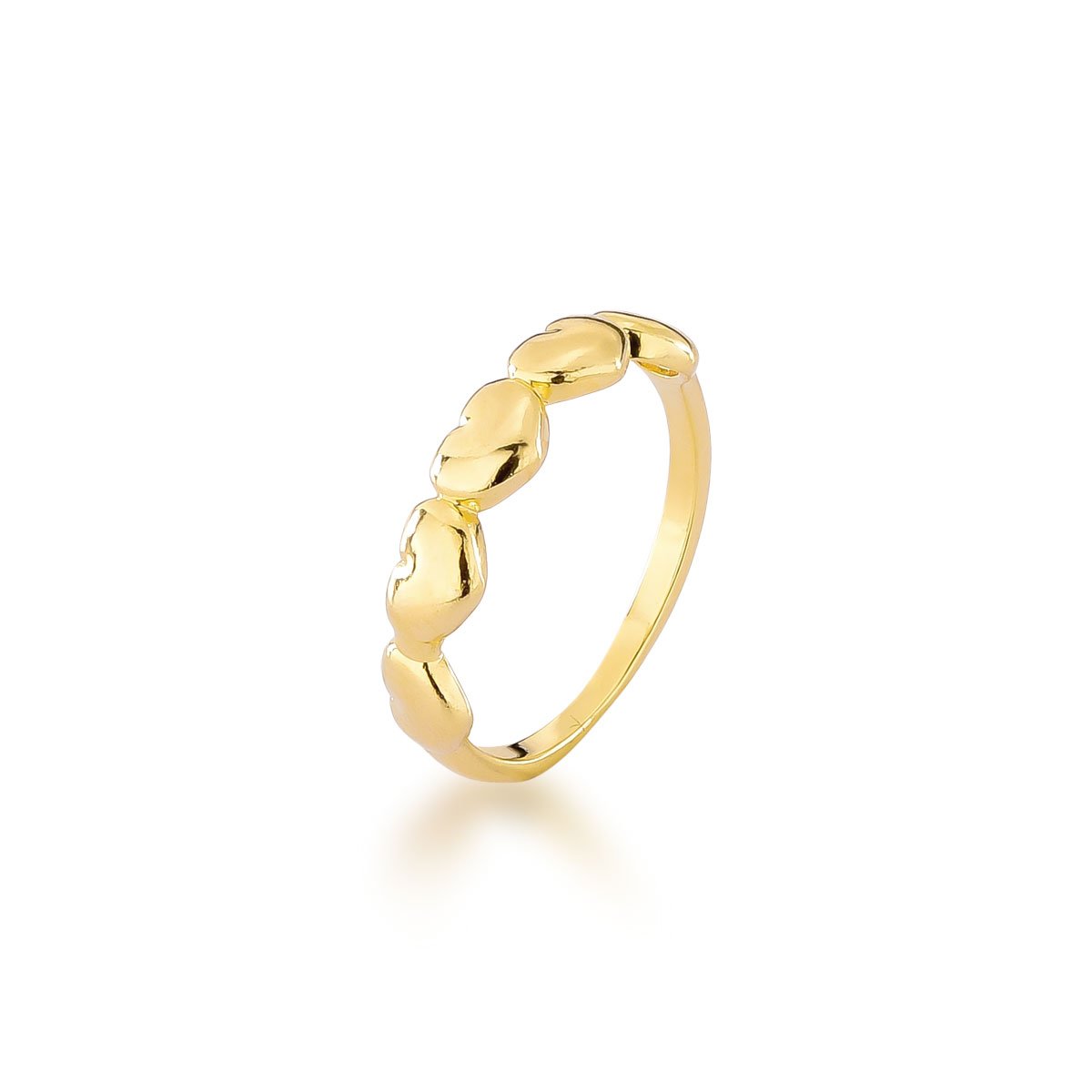 Anel Corações Banhado a Ouro 18k