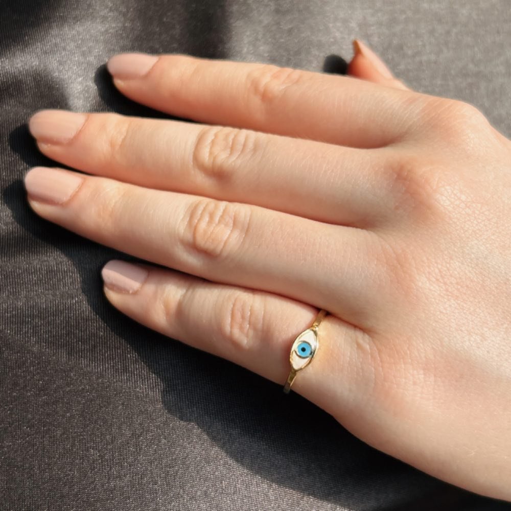 Anel Olho Grego Banhado a Ouro 18k