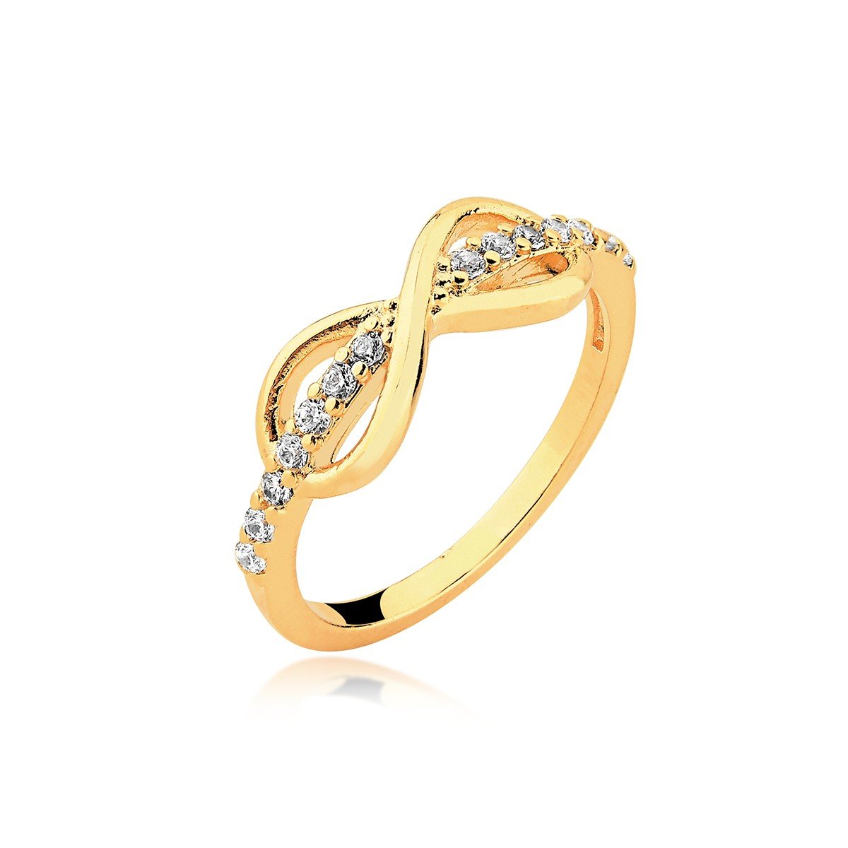 Anel Infinito Micro Zircônias Banhado a Ouro 18k