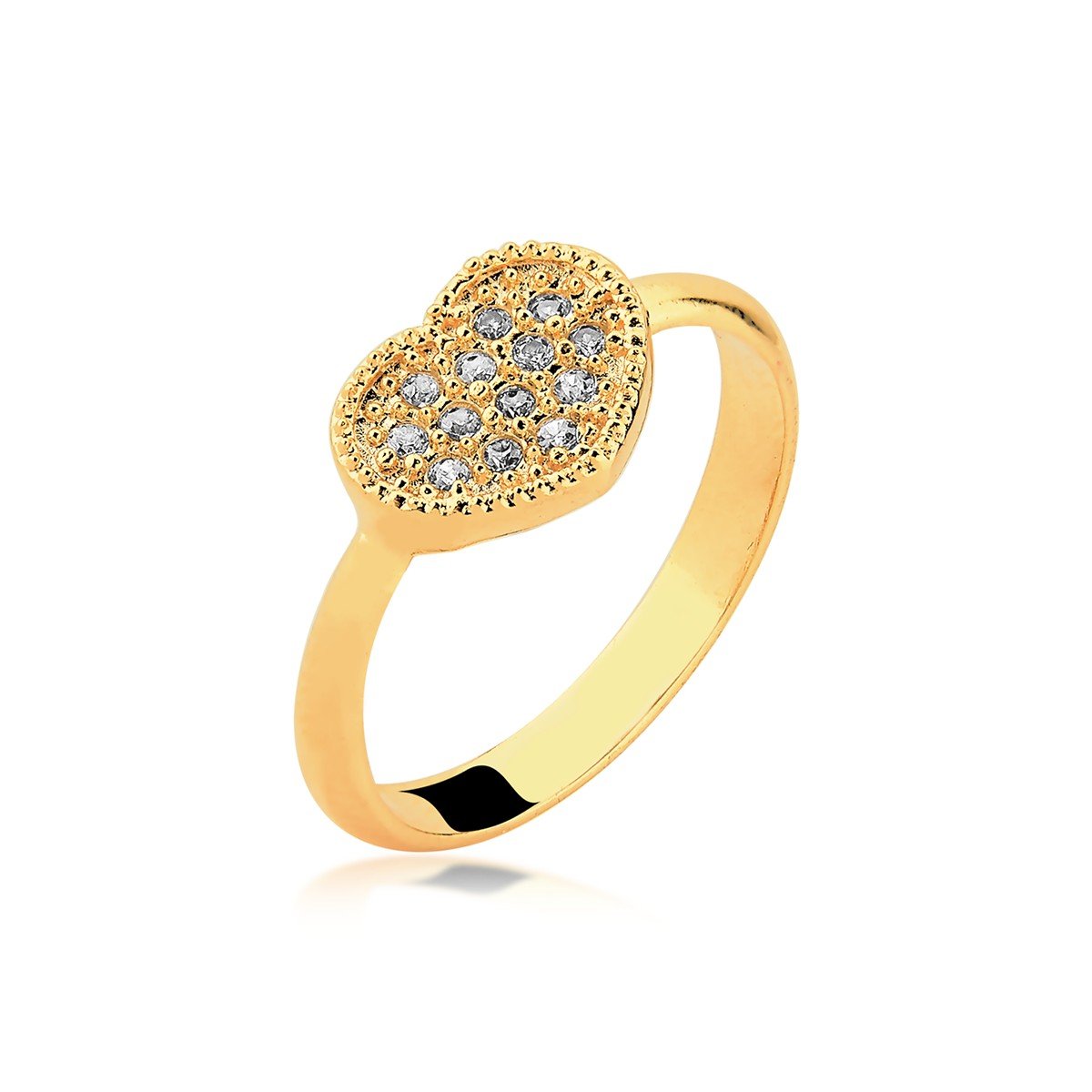 Anel Coração Micro Zircônia Banhado a Ouro 18k