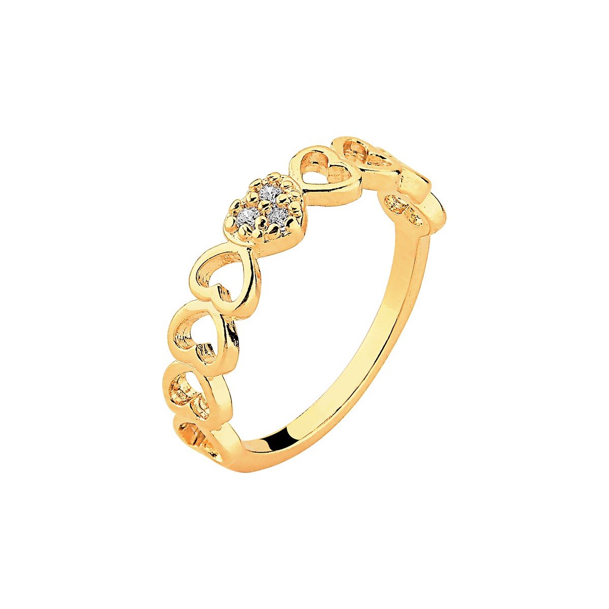 Anel Coração Micro Zircônia Banhado a Ouro 18k