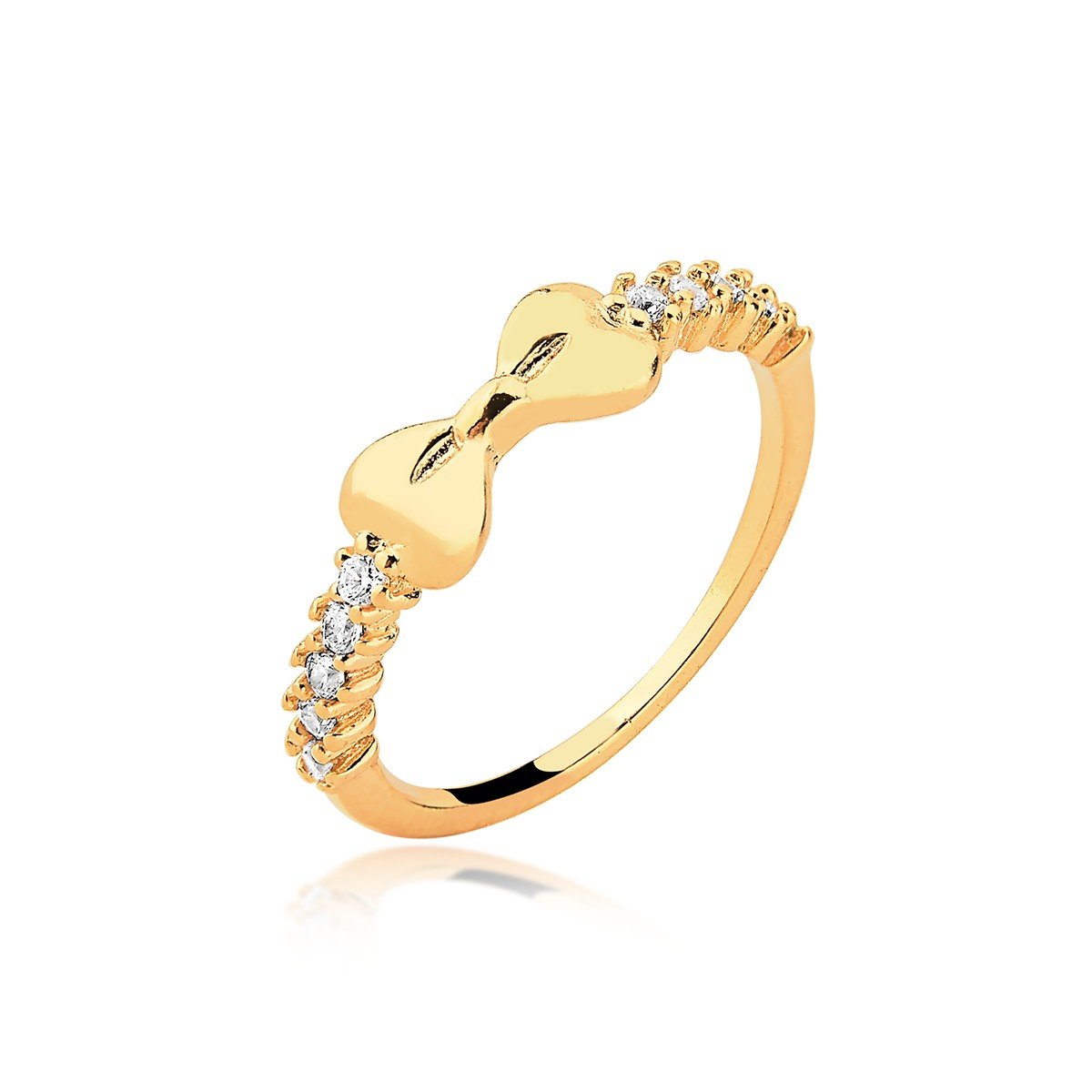 Anel Laço Zirconia Banhado a Ouro 18k