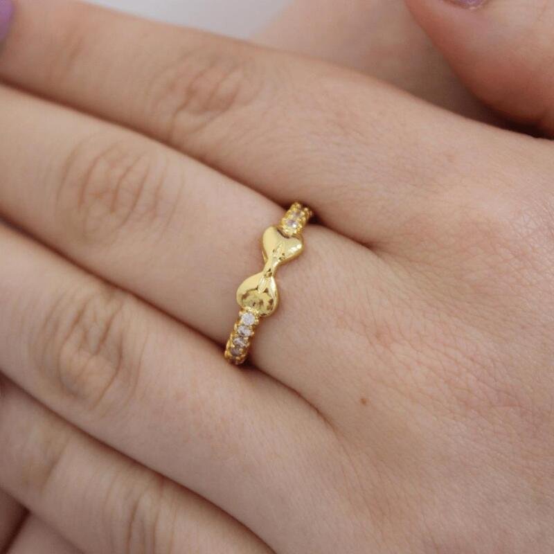 Anel Laço Zirconia Banhado a Ouro 18k