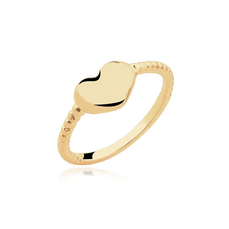Anel Coração Banhado a Ouro 18k