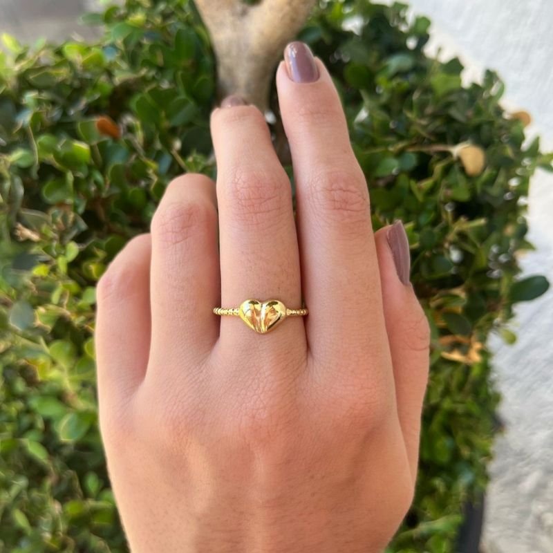 Anel Coração Banhado a Ouro 18k
