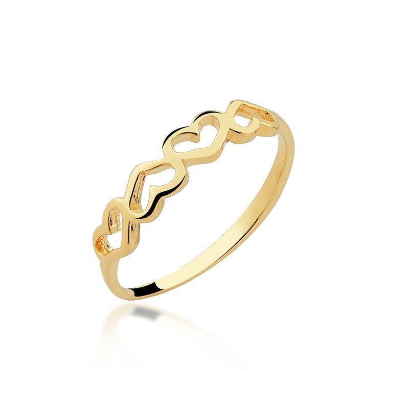 Anel Falange Corações Banhado a Ouro 18k