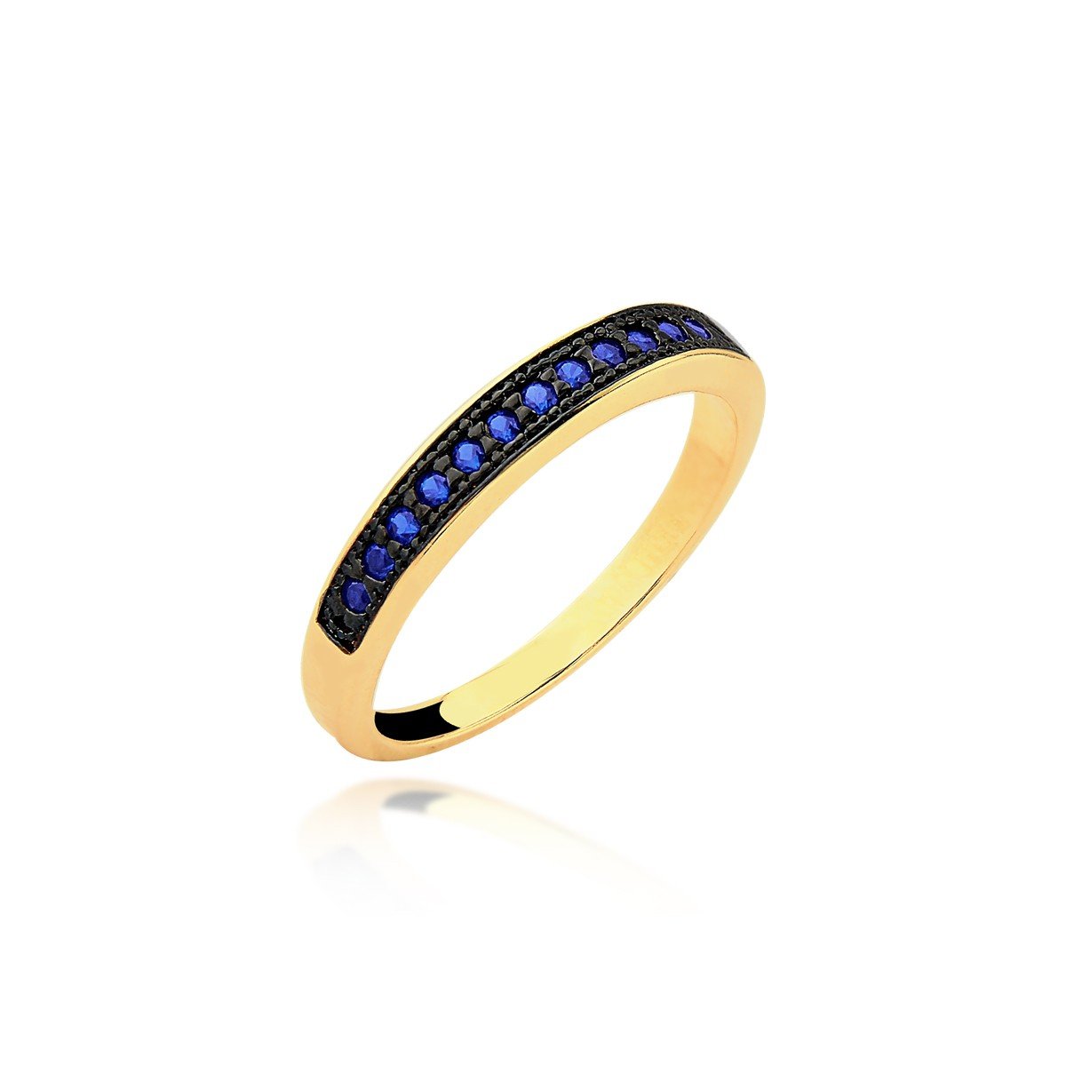 Anel Aparador Micro Zircônia Azul Banhado a Ouro 18k