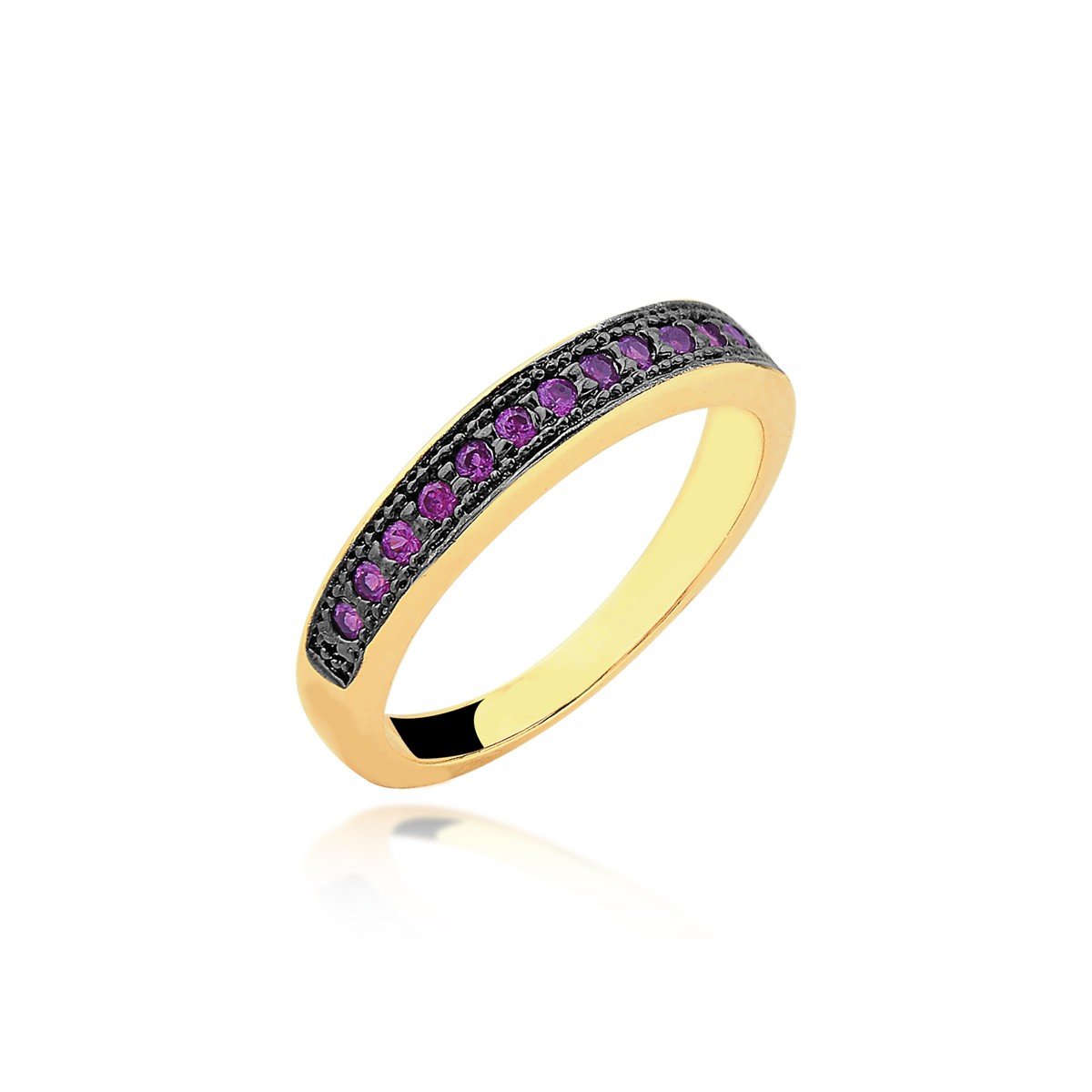 Anel Aparador Micro Zircônias Rosa Banhado a Ouro 18k