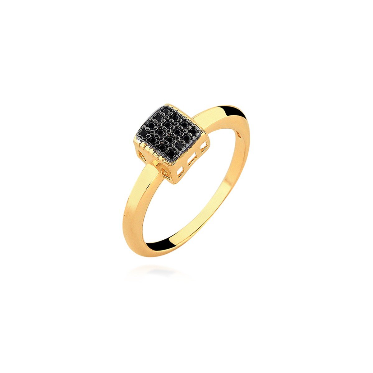 Anel Micro Zircônias Banhado a Ouro 18k