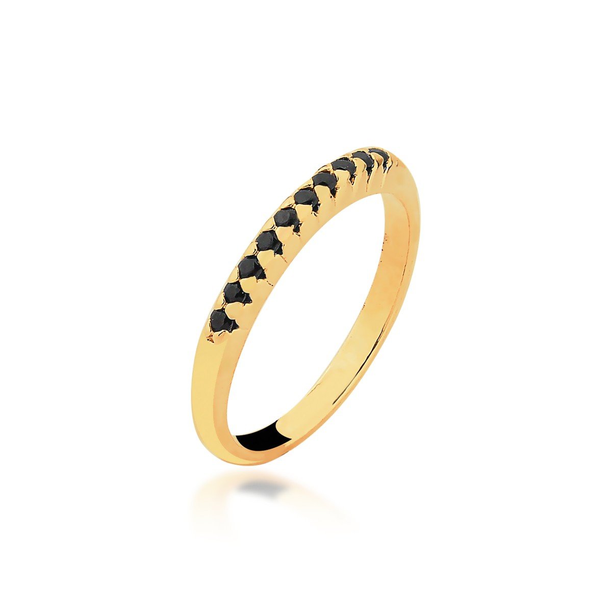 Anel Aparador Negro Banhado a Ouro 18k