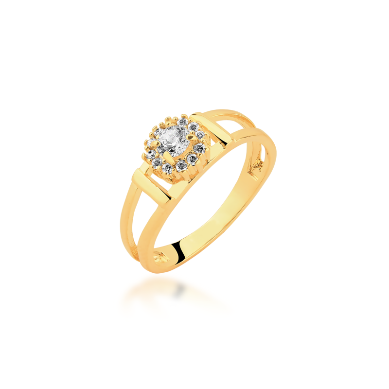 Anel Zircônias e Micro Zircônias Banhado a Ouro 18k