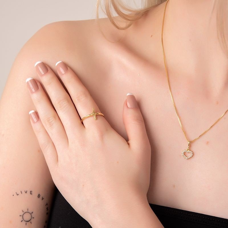 Anel Jesus Banhado a Ouro 18k