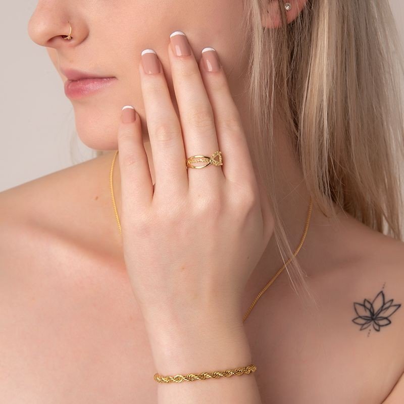 Anel Trançado Banhado a Ouro 18k