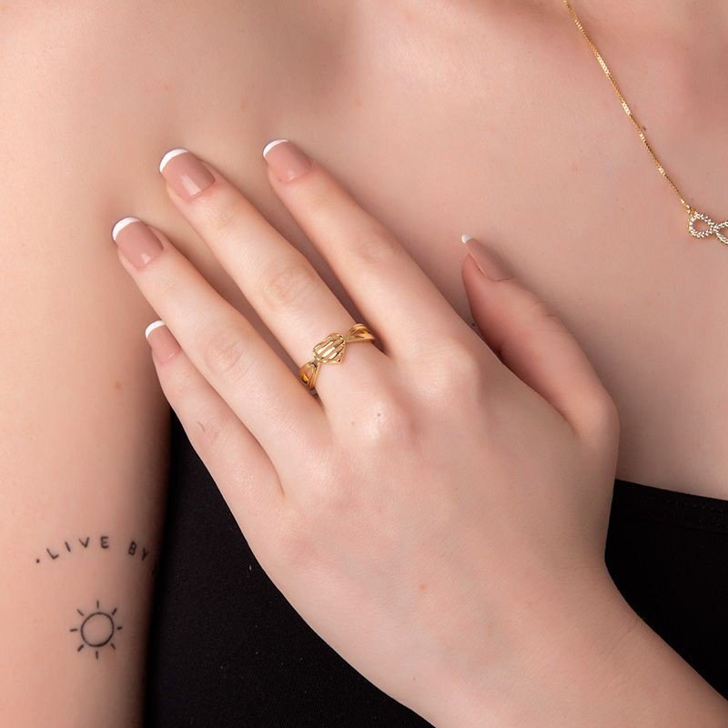 Anel Coração Vazado Banhado a Ouro 18k