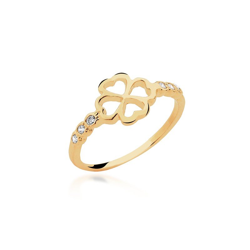 Anel Falange Trevo Banhado a Ouro 18k