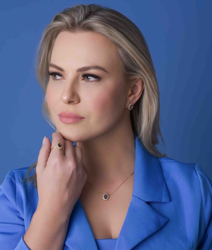 Anel Zircônia Roxa Banhado a Ouro 18k