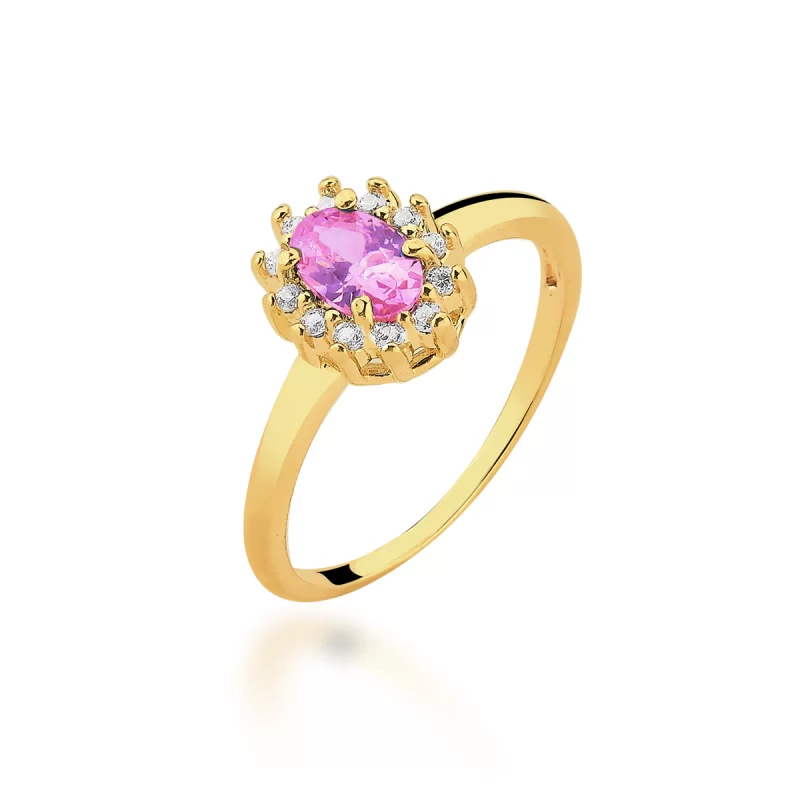 Anel Zircônia Rosa Baby Banhado a Ouro 18k