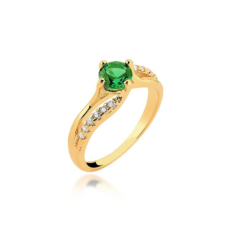 Anel Zircônia Verde Banhado a Ouro 18k