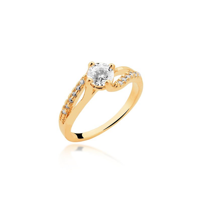 Anel Zircônia Cristal Banhado a Ouro 18k