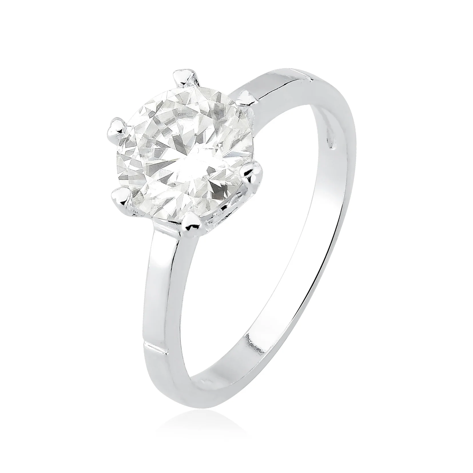 Anel Solitário Moissanite 8mm Prata 925