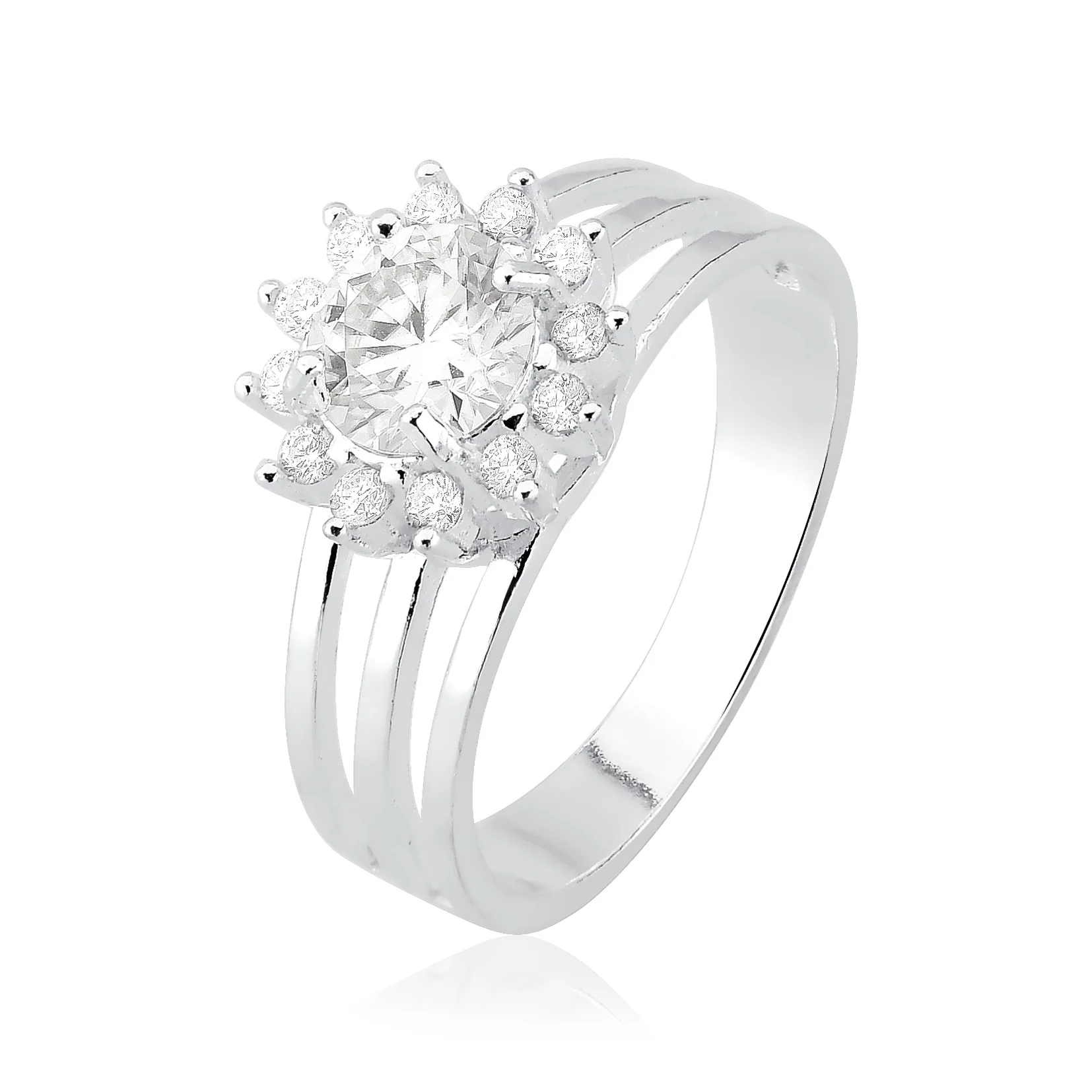 Anel Moissanite Cravejado Prata 925