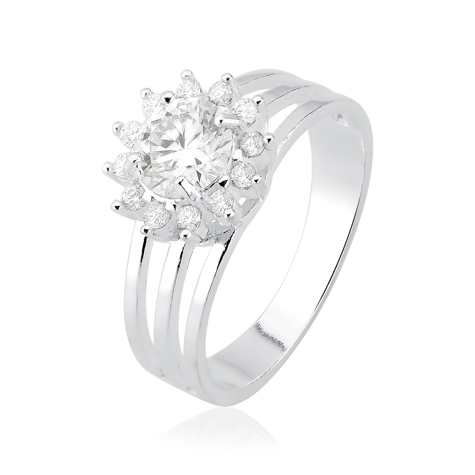 Anel Moissanite Cravejado Prata 925