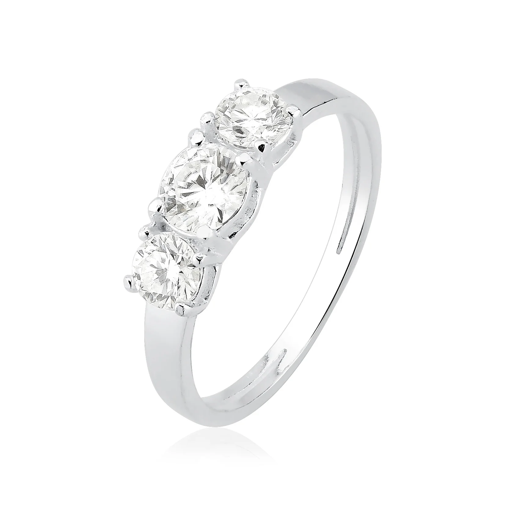 Anel 3 Moissanite Prata 925